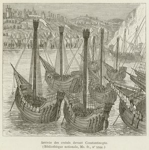 Arrival of the Crusaders before Constantinople (engraving) by French School