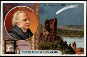 Astronomy: the comet of 1831, with the portrait of William Herschel - Liebig chromolithography