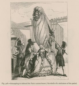 Attempting to Defraud the Paris Custom-House; Fac-Simile of a Caricature of the Period by French School