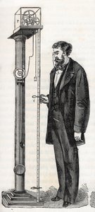 Atwood machine invented in 1784 by George Atwood - Engraving from 