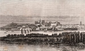 Avignon in Vaucluse - engraving in La France illustree: geography, history, administration statistique by V.A. Malt-Brown. 1884 by French School