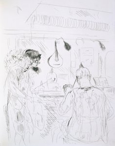 Backstage scene at a Paris Bal de Nuit or circus, from Paris Sketches: Etchings by Forain and Raffaelli, 1880 by French School
