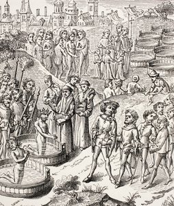 Baptism of the Saxons conquered by Charlemagne, from Military and Religious Life in the Middle Ages by Paul Lacroix, published London c.1880 by French School