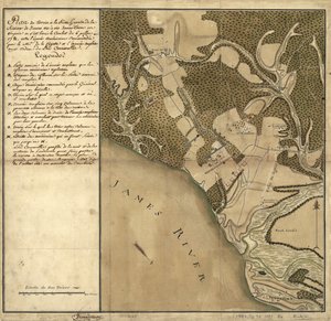 Battle of Green Spring, Map of the Land on the Left Bank of the James River Opposite Jamestown in Virginia Where the Battle of July 6