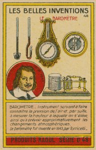 Beautiful inventions card, barometers by French School