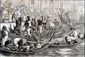 Bergen Fish Market in the 1860s by French School