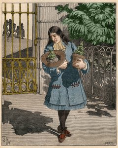 Bernard de Jussieu, French botanist bringing two cedars from Lebanon from England in 1734. Engraving from 1885 in 