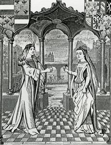 Betrothal of Maximilian I and Mary, Duchess of Burgundy in 1477, after an image in the Chroniques de Flandre