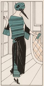 Black and turquoise Crepe de Chine dress from the 1920s