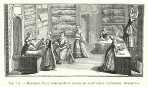 Shop of a fashion merchant in the 18th century, Bonnardot Collection by French School