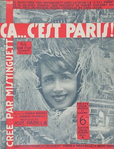Ca...Cest Paris, cover of Score of Song by Mistinguett, published by Editions Salabert in Paris, 1926 by French School