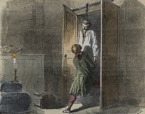 Calas case: on 13 October 1761, Marc Antoine Calas is found hanged in the family boutique in Toulouse - Engraving in 