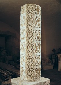 Pillar depicting the months from July to December with signs of the zodiac by French School