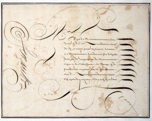 Calligraphy: Manuscript chart of financial round around the second half of the 17th century by French School
