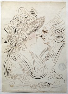 Calligraphy: Profile portraits around 1780 by Bernard de Paris. by French School