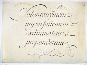 Calligraphy: manuscript piece around 1670 by Andre Francois Roland