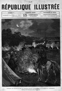 Camp of the Troops of Fort de Vincennes During the Cleanup of the Quartering Buildings. A Newspaper. Engraving from 1880 in 