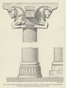 Capital and Base of Column to the Westward, Base of Column of Central Pavilion by French School