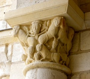 Capital depicting lions and faces by French School