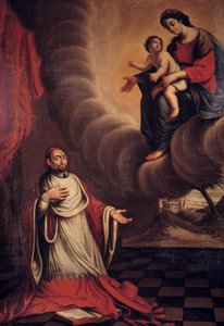 Cardinal Berulle kneels before the Virgin