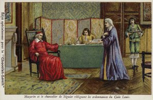 Cardinal Mazarin and Chancellor Seguier Drafting the Ordinances of the Code Louis by French School