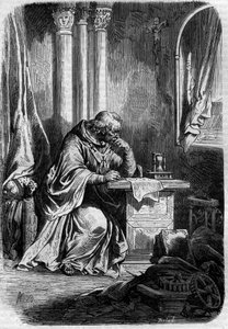Cardinal lover of Papesse Jeanne. Engraving in Histoire des papes-kings-queens-et-empereurs a travers les centuries by Maurice Lachatre