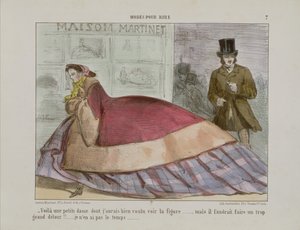 Caricature of the crinoline, from Modes Pour Rire by French School