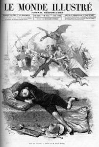 Cartoon of a Young Schoolboy Reproving the End of the Holidays Approaching Class Rental in 1888 by French School