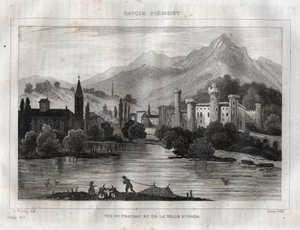 Castle of Ivrea. Engraving from 