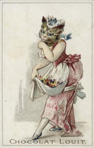 Cat wearing a dress by French School