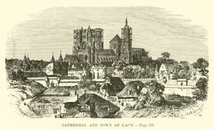 Cathedral and Town of Laon by French School