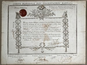 Certificate of Admission to the National Guard of Volunteers of Nantes, 1789