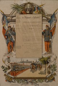 Certificate of good behaviour, 37th Infantry Regiment, 1896 by French School