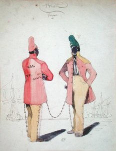 Chained Convicts in Brest by French School