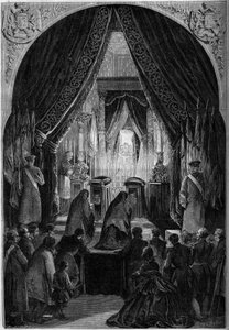 Funeral chapel during the funeral of Count Philippe Antoine Ornano (1784-1863), Marshal of the Empire. Paris, Invalides