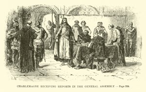 Charlemagne Receiving Reports in the General Assembly by French School