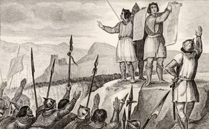 Charles II the Bald and Louis the German Make Treaty at Strasbourg in 842 by French School