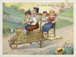 Children Playing on Converted Wheelbarrow by French School