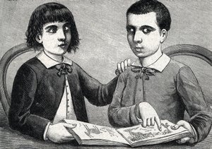Children with convergent and divergent strabismus or crossed eyes (engraving) 1888 by French School