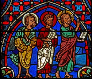 Christ with 2 Apostles by French School