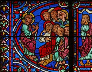 Christ with 2 Apostles by French School