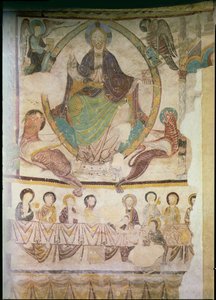 Christ in Majesty with Four Evangelical Symbols and the Last Supper, c.1200