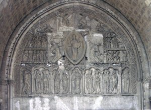 Christ with two angels and scenes from the life of St. Etienne, from the north door