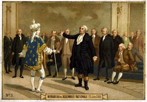 Chromolithography representing Honore Gabriel Riqueti, Count of Mirabeau in the National Assembly on June 23 by French School