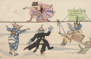 Circus scene, from a set of interconnecting postcards by French School
