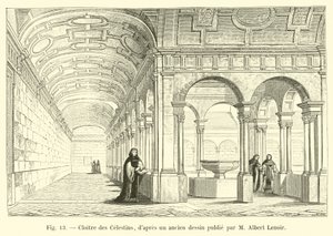 Cloister of the Celestins, after an old drawing published by M. Albert Lenoir by French School