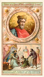 Clovis II giving money from his coffers to the poor during a time of hardship, 7th Century by French School