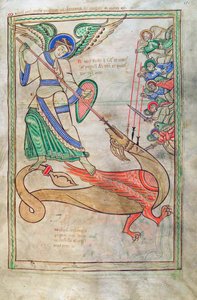 Saint Michael Fighting the Dragon, from Liber Floridus by Lambert de Saint-Omer c.1120