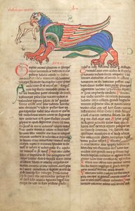 A Griffin Devouring a Man, from Liber Floridus by Lambert de Saint-Omer c.1120 by French School