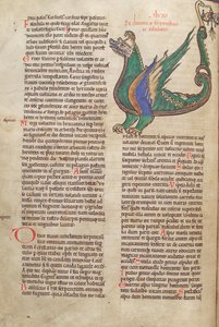 Text with Illustration of a Dragon, from Liber Floridus by Lambert de Saint-Omer c.1120 by French School